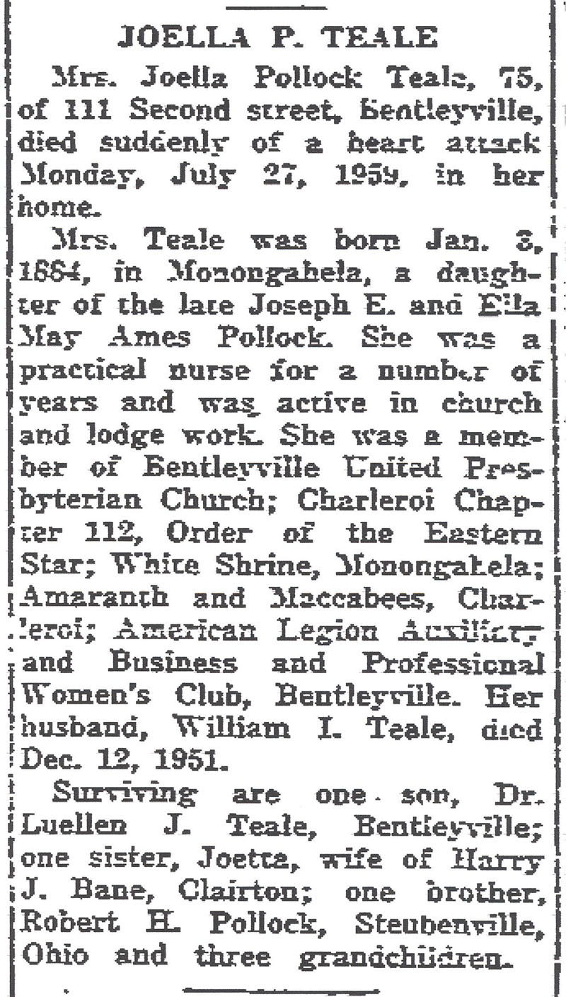 Joella P. Teale obit